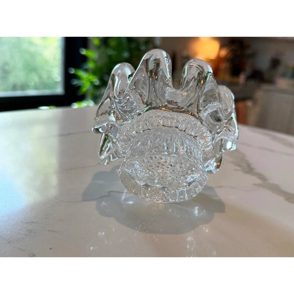 Kosta‎ Boda Sunflower Candleholder Goran Warff 1970s Swedish Art Glass Clear MCM